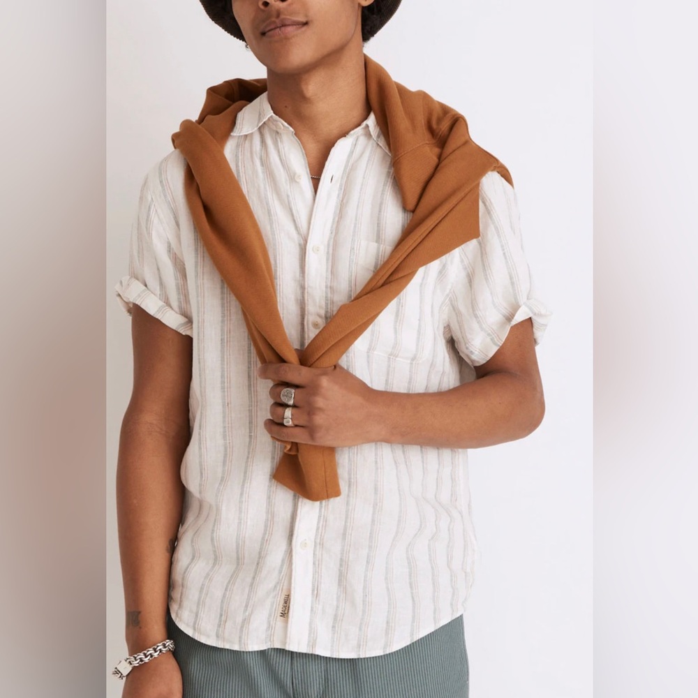 Madewell Men’s 100% Linen Perfect Short Sleeve Shirt Size XXL